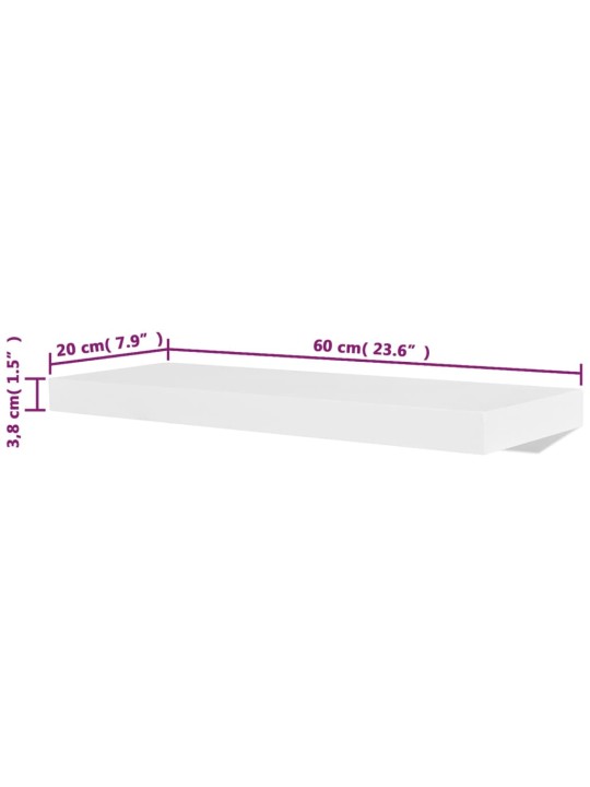 Nástěnné police 4 ks bílé 60 cm