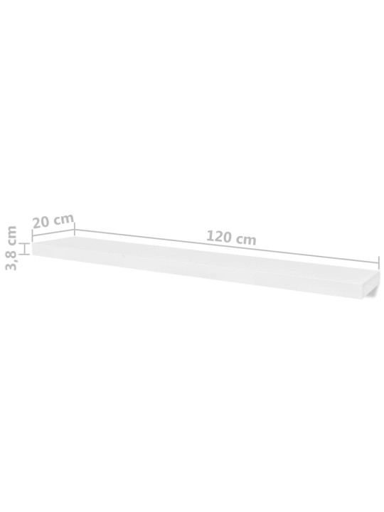 Nástěnné police 4 ks bílé 120 cm
