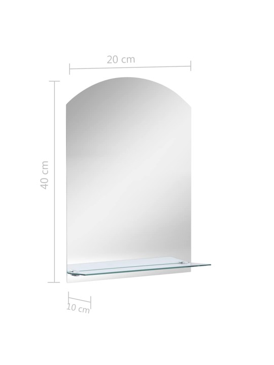 Nástěnné zrcadlo s policí 20 x 40 cm tvrzené sklo