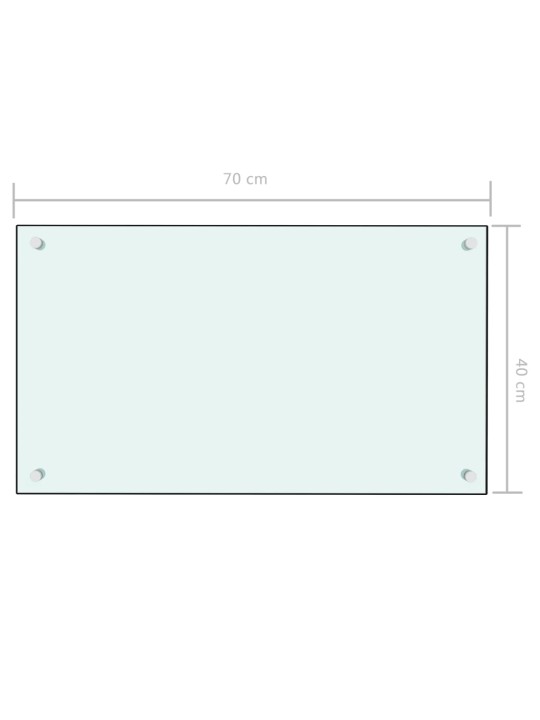 Kuchyňský panel bílý 70 x 40 cm tvrzené sklo