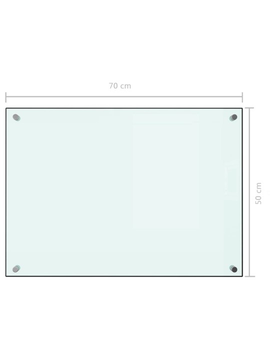 Kuchyňský panel bílý 70 x 50 cm tvrzené sklo
