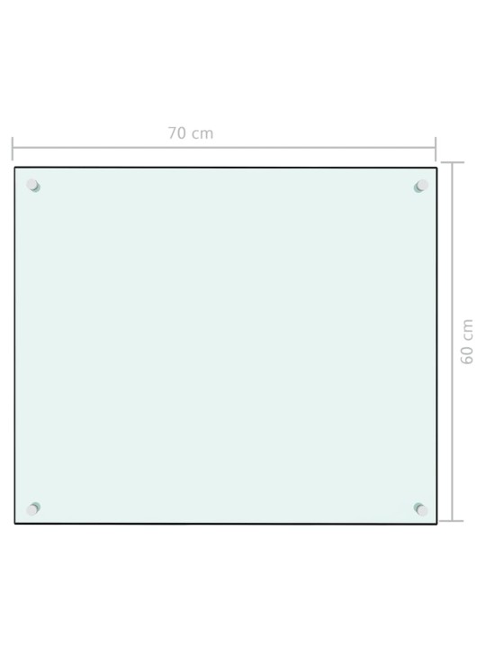 Kuchyňský panel bílý 70 x 60 cm tvrzené sklo