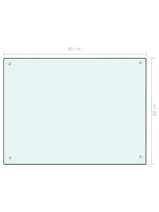 Kuchyňský panel bílý 80 x 60 cm tvrzené sklo