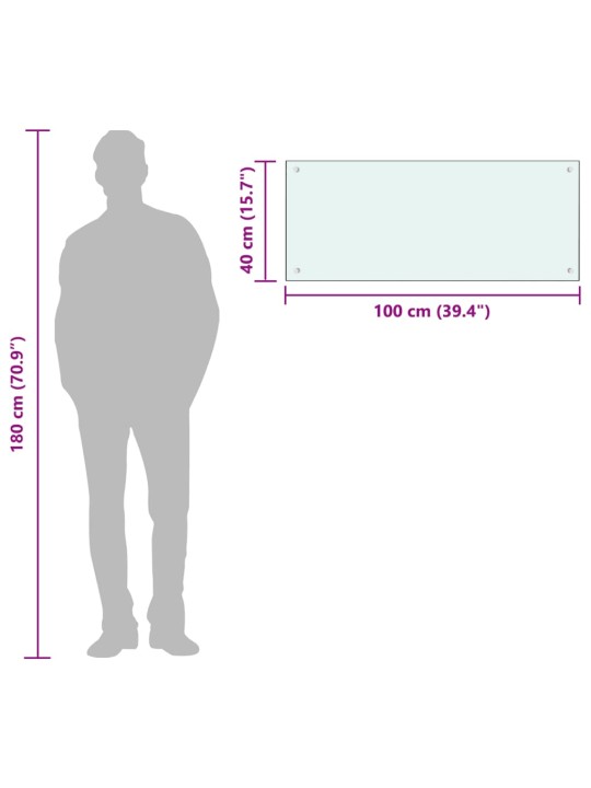 Kuchyňský panel bílý 100 x 40 cm tvrzené sklo