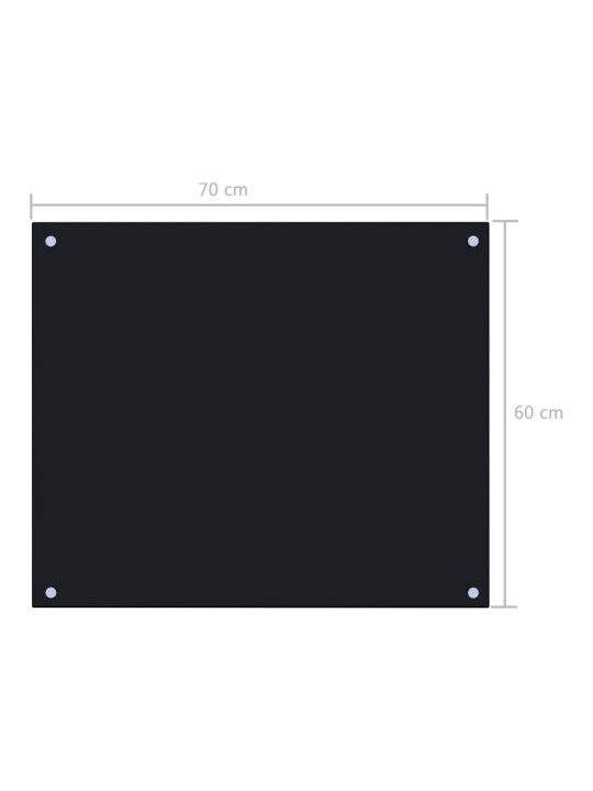 Kuchyňský panel černý 70 x 60 cm tvrzené sklo