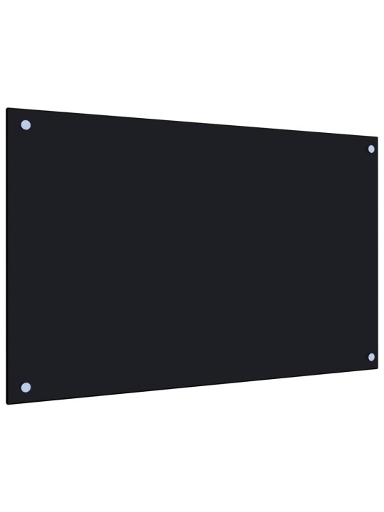 Kuchyňský panel černý 80 x 50 cm tvrzené sklo