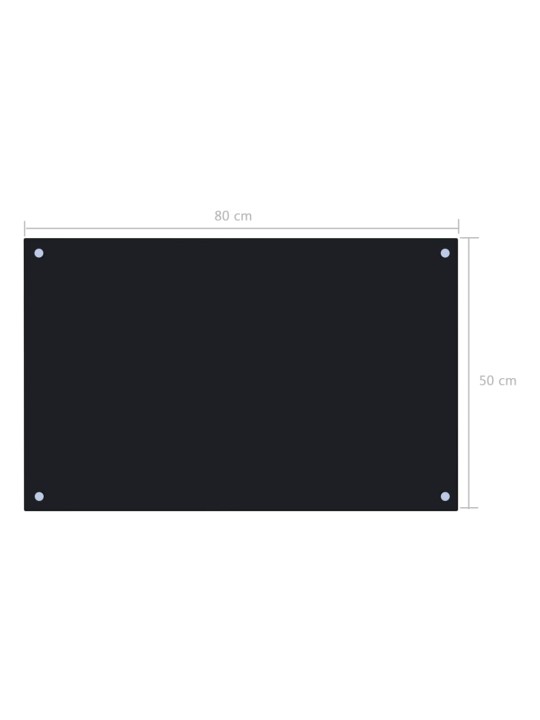 Kuchyňský panel černý 80 x 50 cm tvrzené sklo