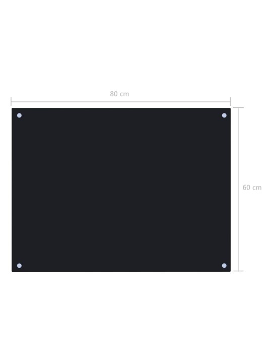 Kuchyňský panel černý 80 x 60 cm tvrzené sklo