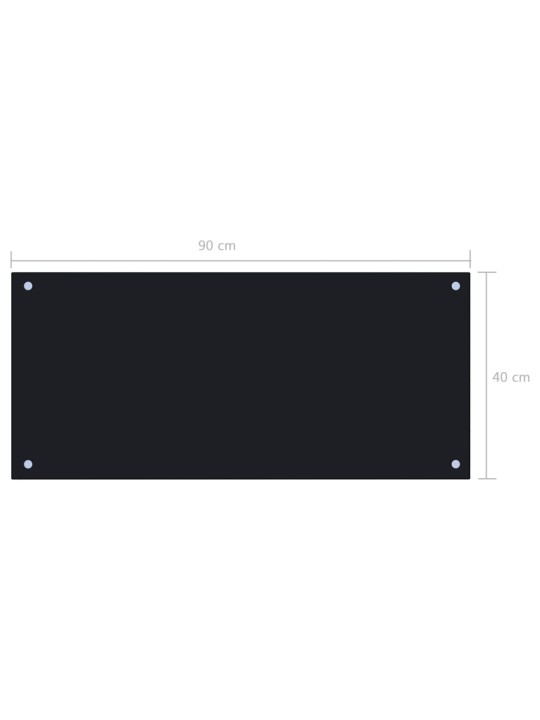 Kuchyňský panel černý 90 x 40 cm tvrzené sklo