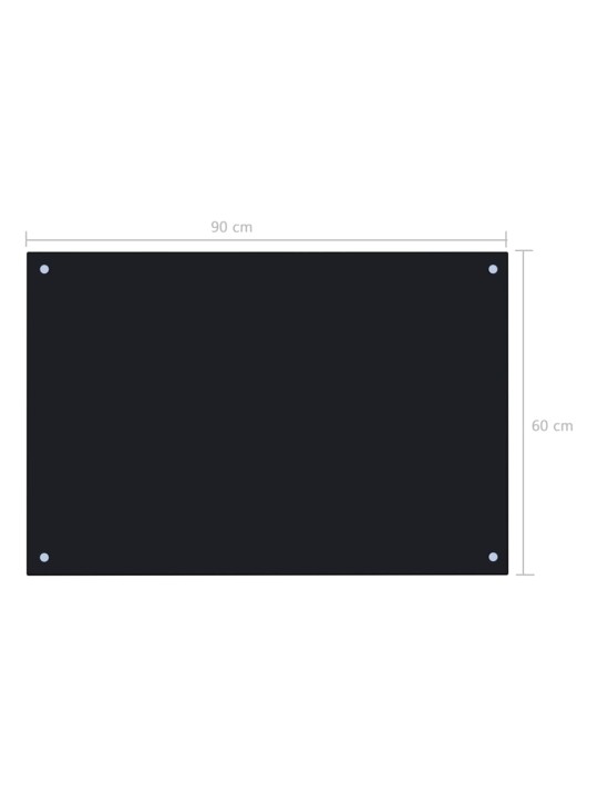 Kuchyňský panel černý 90 x 60 cm tvrzené sklo