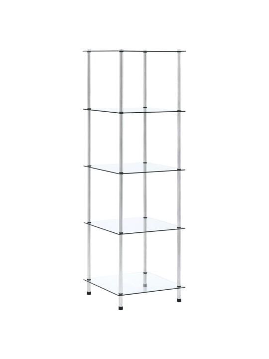 5patrová police průhledná 40 × 40 × 130 cm tvrzené sklo