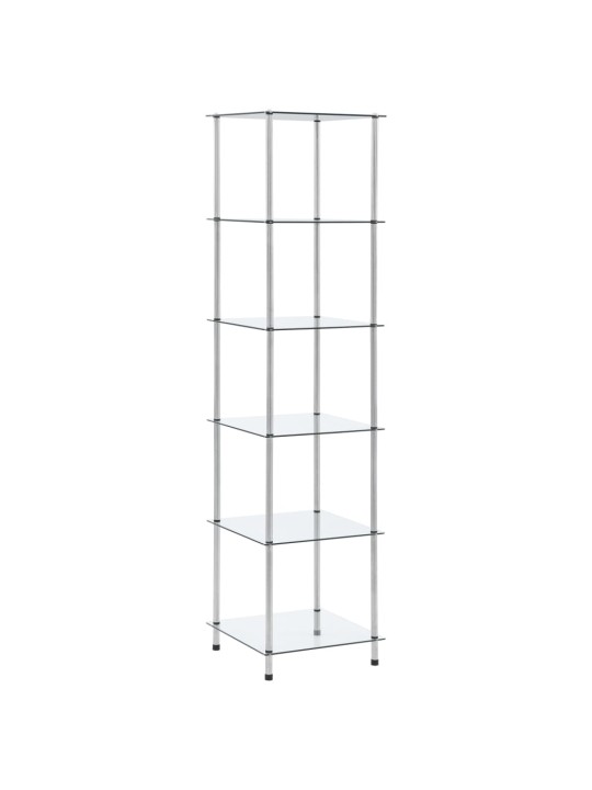 6patrová police průhledná 40 × 40 × 160 cm tvrzené sklo