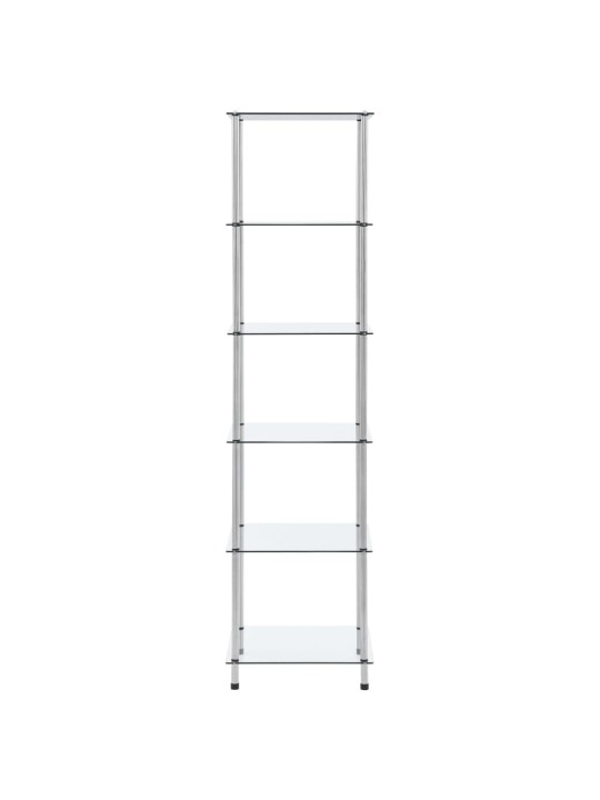 6patrová police průhledná 40 × 40 × 160 cm tvrzené sklo