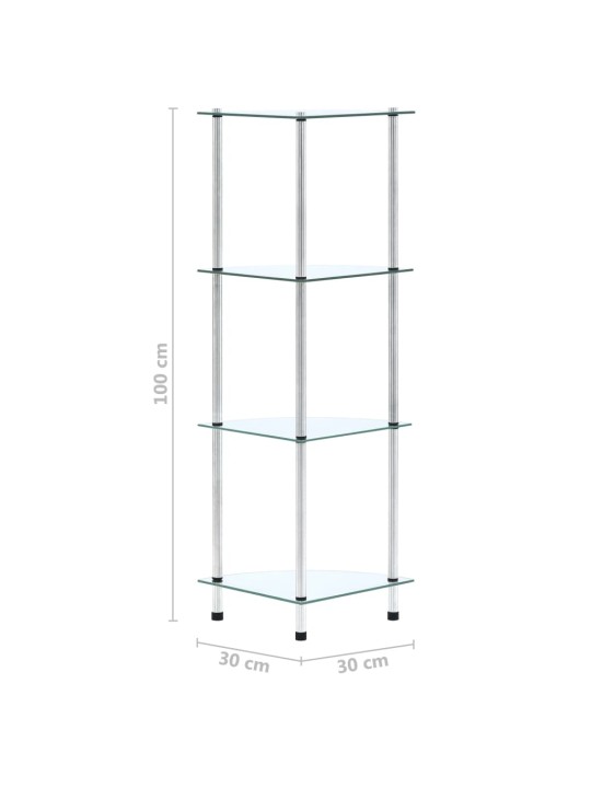 4patrová police průhledná 30 × 30 × 100 cm tvrzené sklo