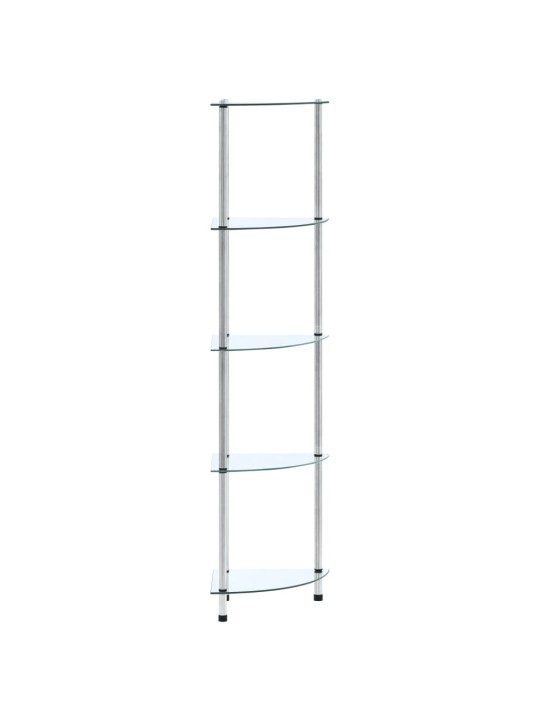 5patrová police průhledná 30 × 30 × 130 cm tvrzené sklo
