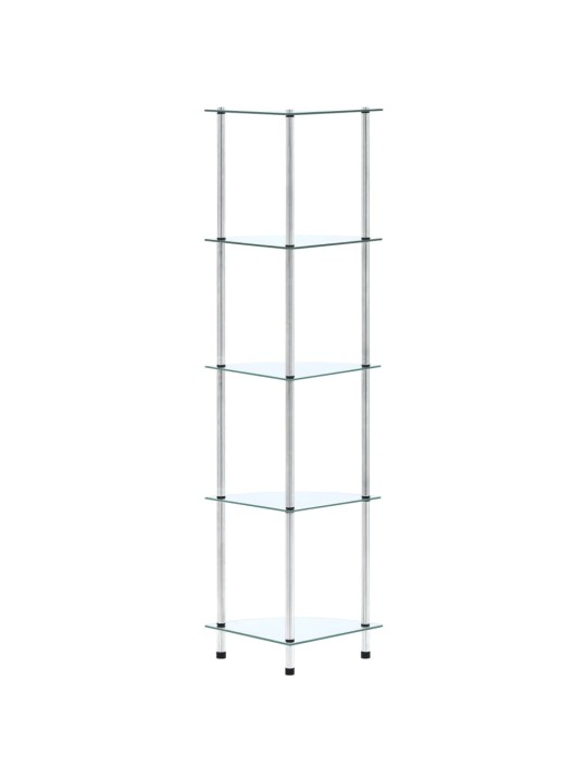 5patrová police průhledná 30 × 30 × 130 cm tvrzené sklo