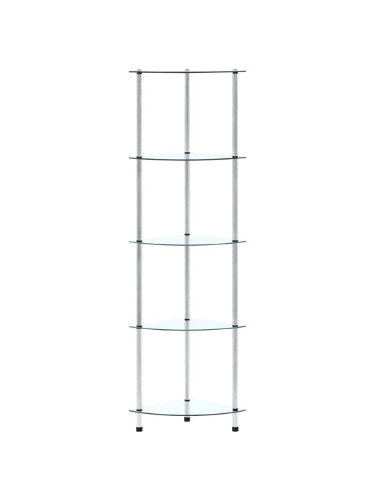 5patrová police průhledná 30 × 30 × 130 cm tvrzené sklo