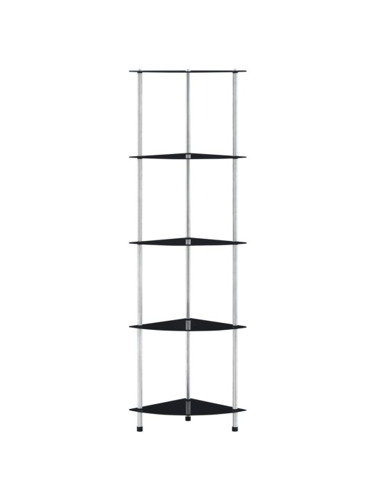 5patrová police černá 30 × 30 × 130 cm tvrzené sklo