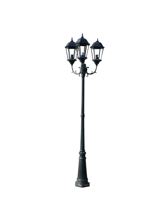 Zahradní lampa Brighton se 3 rameny, 230 cm, tmavě zelená / černá