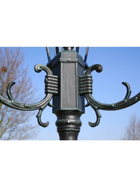 Zahradní lampa Brighton se 3 rameny, 230 cm, tmavě zelená / černá