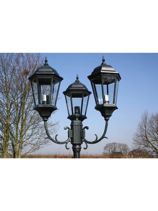Zahradní lampa Brighton se 3 rameny, 230 cm, tmavě zelená / černá