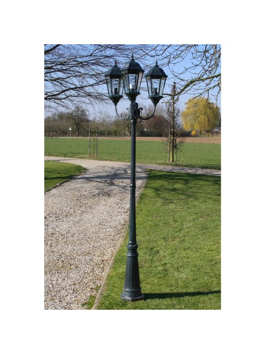Zahradní lampa Brighton se 3 rameny, 230 cm, tmavě zelená / černá