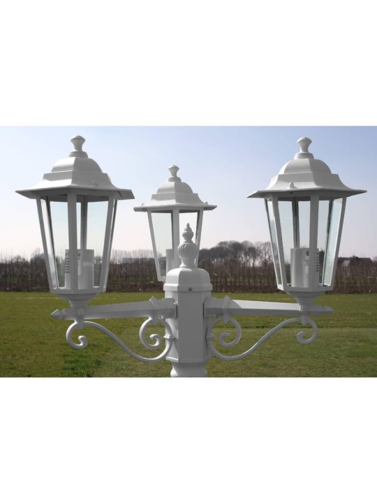 Zahradní lampa Kingston, kandelábr se 3 rameny 215 cm, bílý
