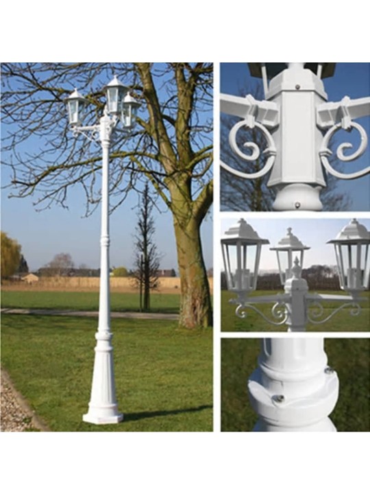 Zahradní lampa Kingston, kandelábr se 3 rameny 215 cm, bílý