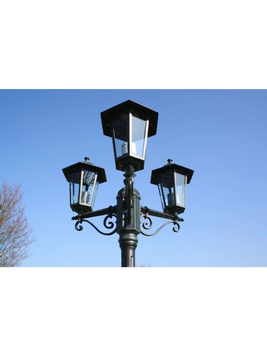 Zahradní lampa vysoká 3 ramena 215 cm tmavě zelená/černá hliník