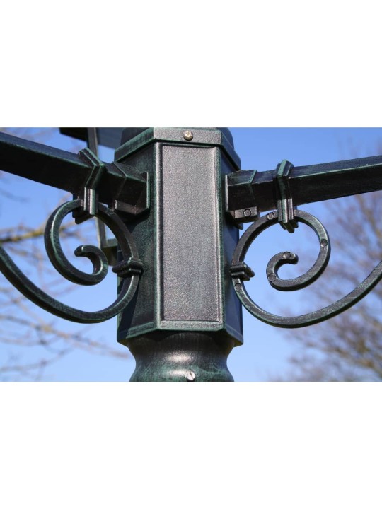 Zahradní lampa vysoká 3 ramena 215 cm tmavě zelená/černá hliník