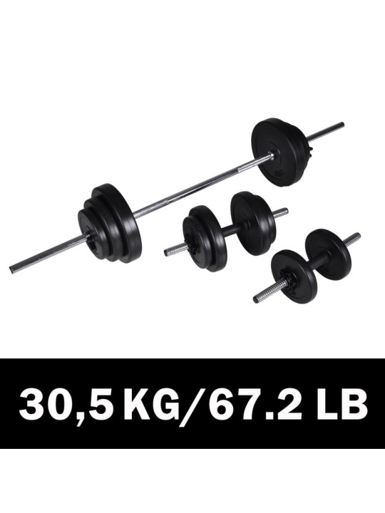 Set 2 činek + vzpěračská činka 30,5 kg