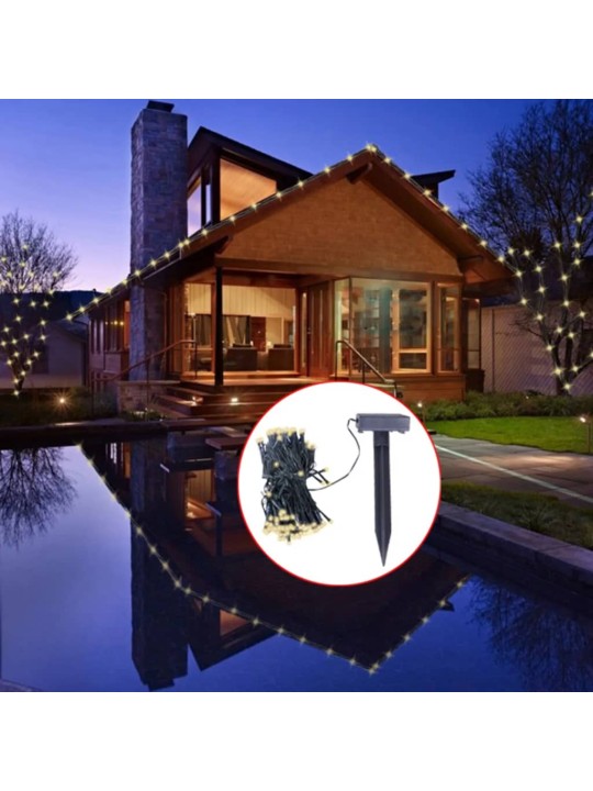 LED solární světelné řetězy teplé bílé světlo vánoční dekorace