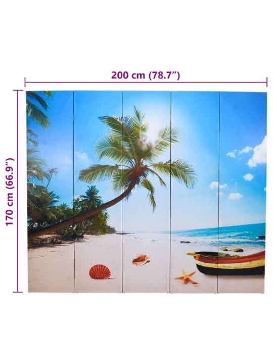Skládací paraván 200 x 170 cm pláž