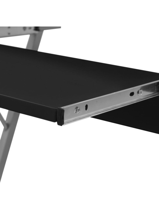 Kompaktní PC stůl s vysouvací deskou na klávesnici černý