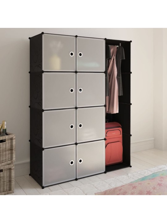 Modulární skříň s 9 přihrádkami 109x36,5x143 cm černobílá