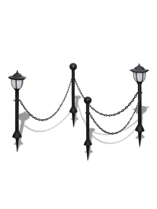 Řetězový plot se solárními světly 2 LED lampy 2 sloupky