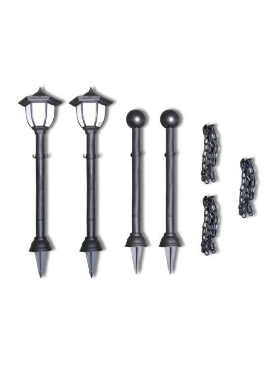 Řetězový plot se solárními světly 2 LED lampy 2 sloupky