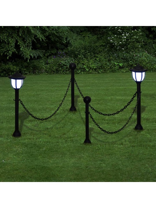 Řetězový plot se solárními světly 2 LED lampy 2 sloupky