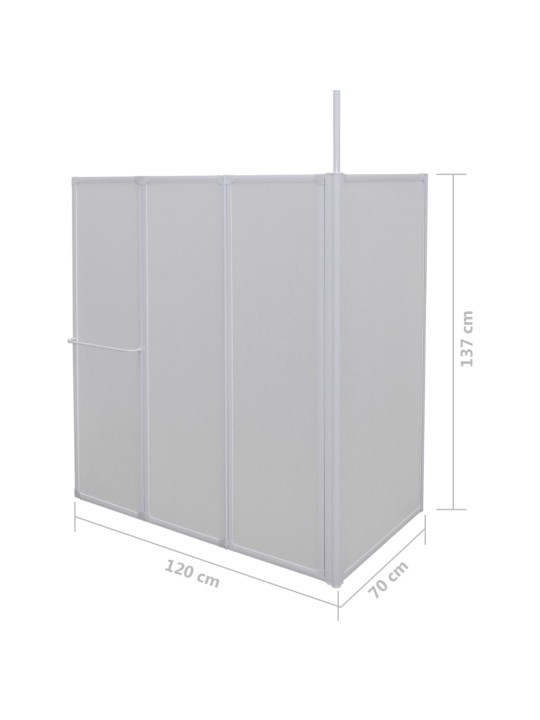 Sprchová a vanová zástěna tvar L 70x120x137cm 4 panely skládací
