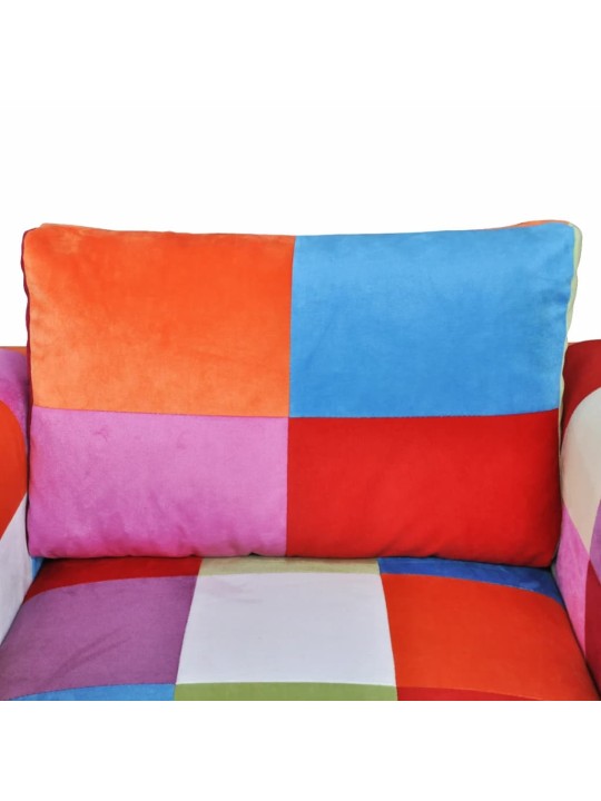 Krychlové křeslo, chromované nohy, patchwork, textilní