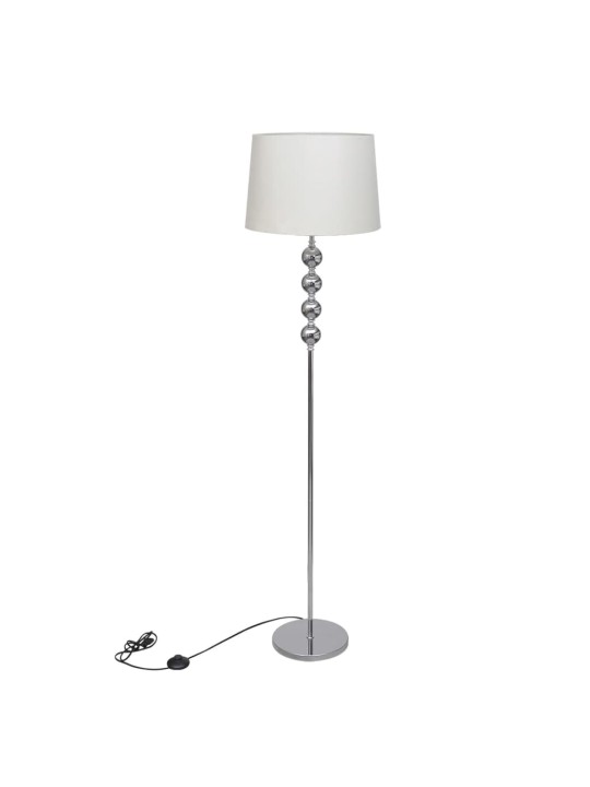 Stojací lampa s vysokým stojanem se 4 ozdobnými kuličkami, bílá