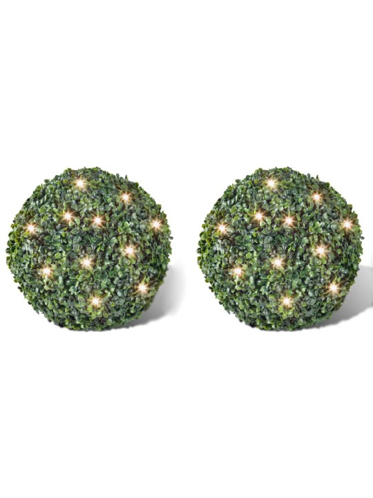 Zimostrázová koule s umělými lístky 27 cm s LED řetězem 2ks