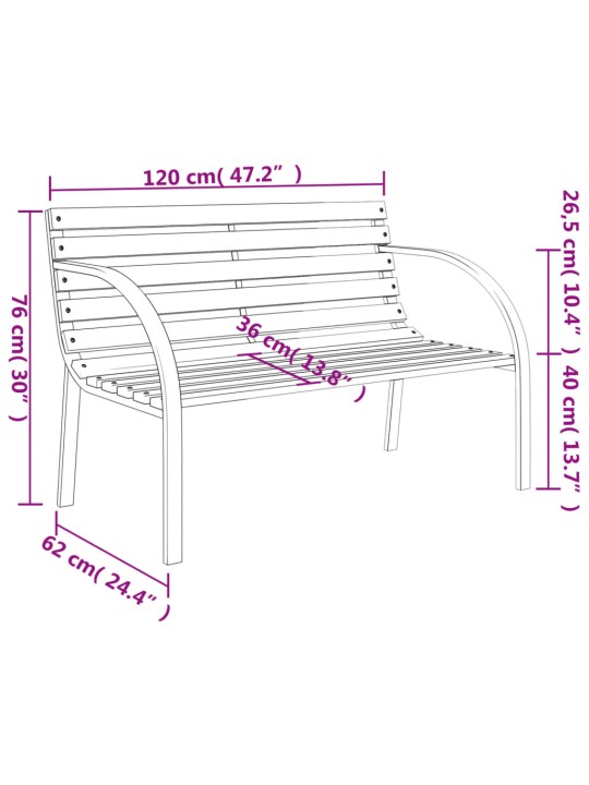 Zahradní lavice 120 cm dřevo a železo