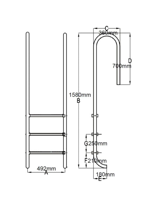 Bazénový žebřík 3 schůdky nerezová ocel 304 120 cm