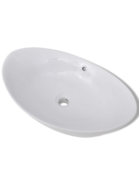 Luxusní keramické oválné umyvadlo s přepadem - 59 x 38,5 cm