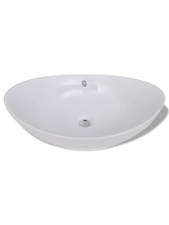 Luxusní keramické oválné umyvadlo s přepadem - 59 x 38,5 cm