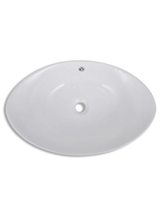 Luxusní keramické oválné umyvadlo s přepadem - 59 x 38,5 cm