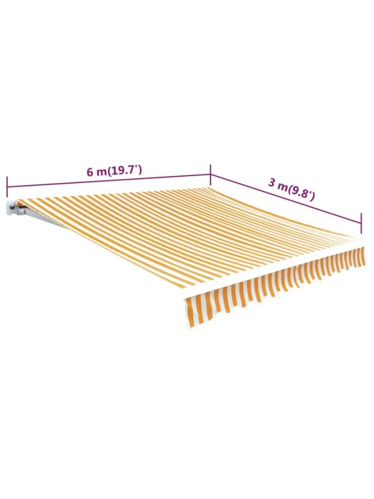 Plachta na markýzu slunečnicová žluto-bílá 6 x 3 m (bez rámu)