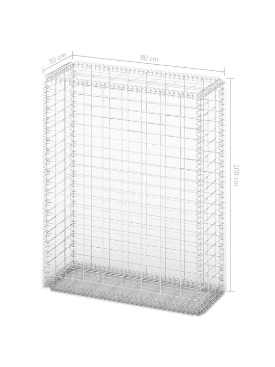 Gabionový koš s víky z pozinkovaného drátu 100 x 80 x 30 cm