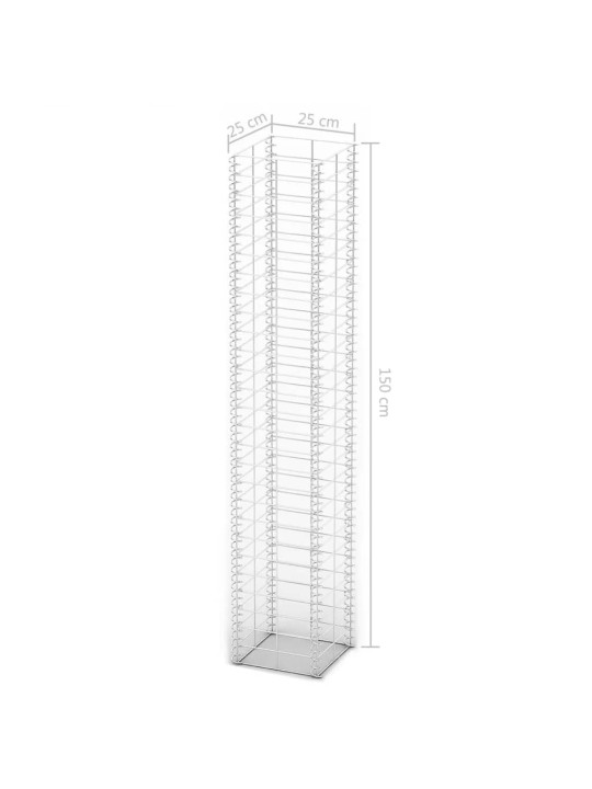Sada gabionů 3 ks pozinkovaný drát 25 x 25 x 150 cm